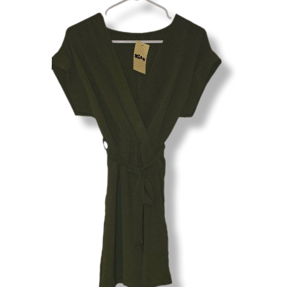 Miau Tiendes Size S Olive Green Belted Romper